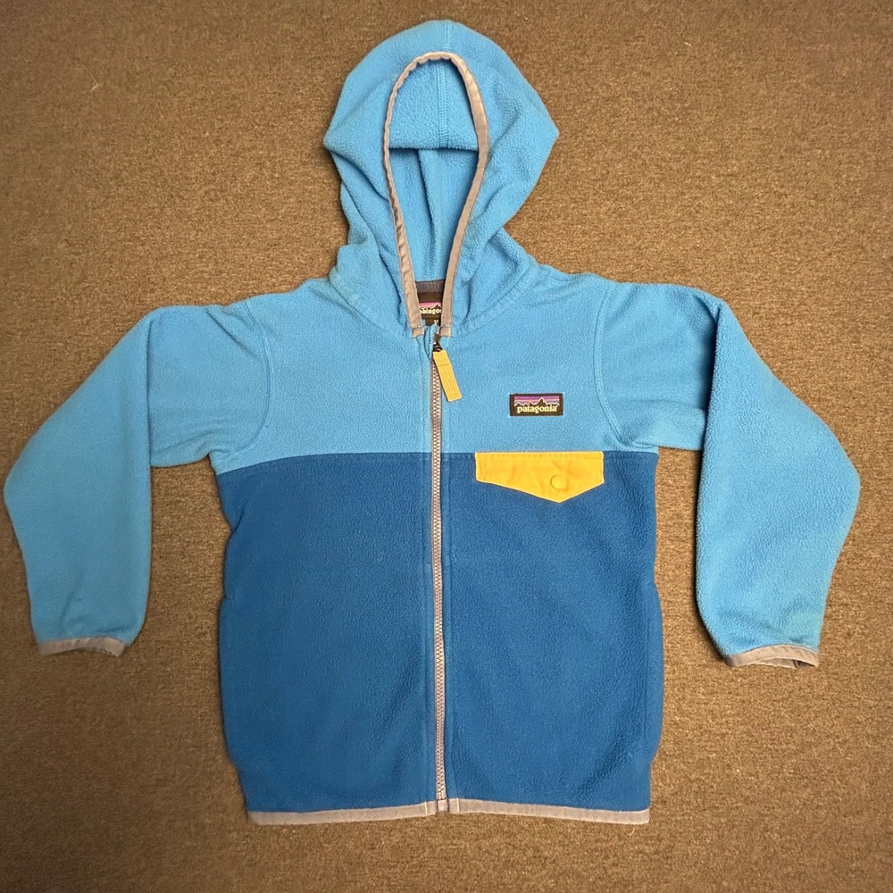 Patagonia Baby Micro D Snap-T Fleece Jacket 3T Blue Hooded Full Zip